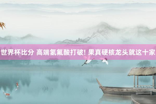 世界杯比分 高端氢氟酸打破! 果真硬核龙头就这十家