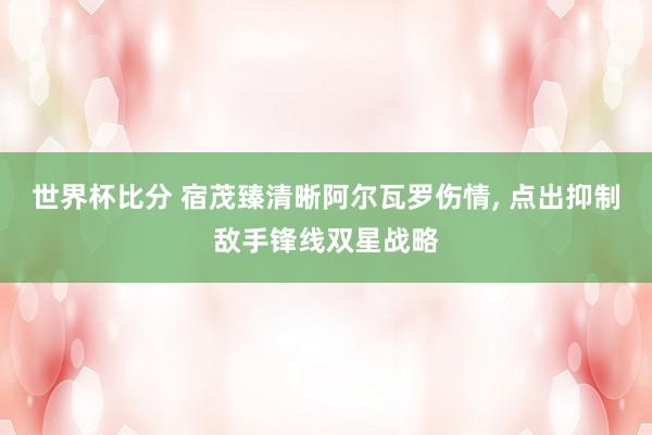 世界杯比分 宿茂臻清晰阿尔瓦罗伤情， 点出抑制敌手锋线双星战略
