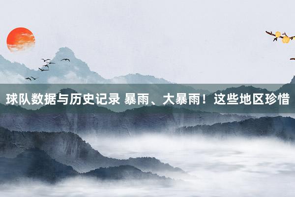 球队数据与历史记录 暴雨、大暴雨！这些地区珍惜