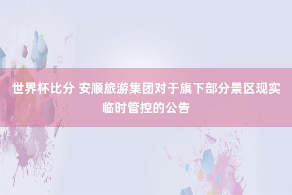 世界杯比分 安顺旅游集团对于旗下部分景区现实临时管控的公告