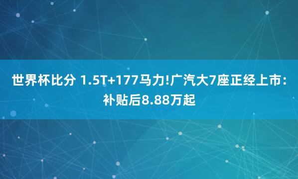 世界杯比分 1.5T+177马力!广汽大7座正经上市：补贴后8.88万起