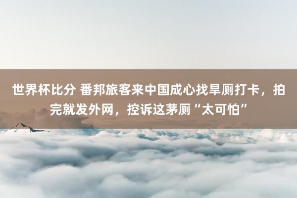 世界杯比分 番邦旅客来中国成心找旱厕打卡，拍完就发外网，控诉这茅厕“太可怕”