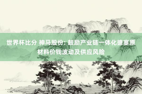 世界杯比分 神马股份: 鼓励产业链一体化搪塞原材料价钱波动及供应风险