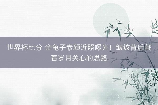 世界杯比分 金龟子素颜近照曝光！皱纹背后藏着岁月关心的思路