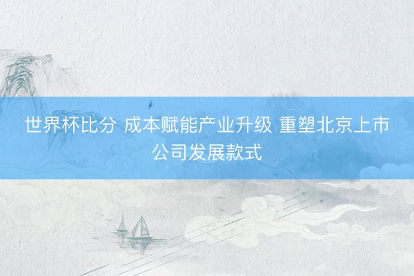 世界杯比分 成本赋能产业升级 重塑北京上市公司发展款式
