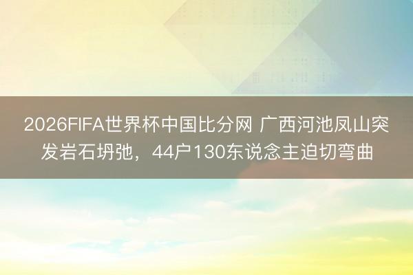 2026FIFA世界杯中国比分网 广西河池凤山突发岩石坍弛,44户130东说念主迫切弯曲